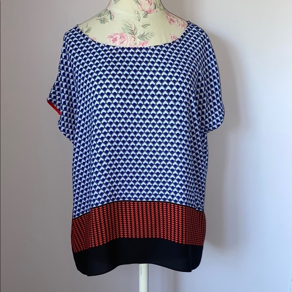 Vince Camuto Blue and White Boxy Blouse - Picture 1 of 10